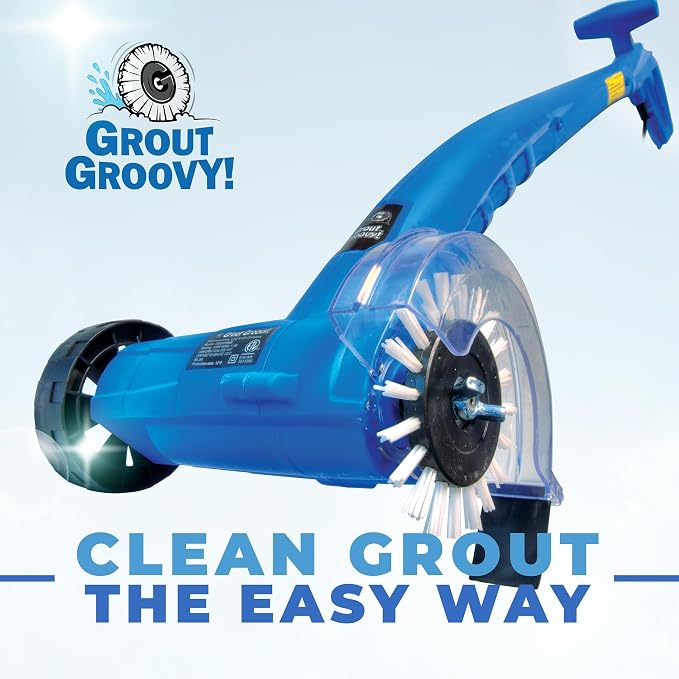 Electric Stand-Up Grout Cleaner | Compact Ceramic Tile Floor Scrubber Tool | Compact Lightweight Grout Cleaner for Ceramic and Porcelain Tile Floors; Ideal for Bathrooms, Kitchens, Apartments, Plus Rvs
