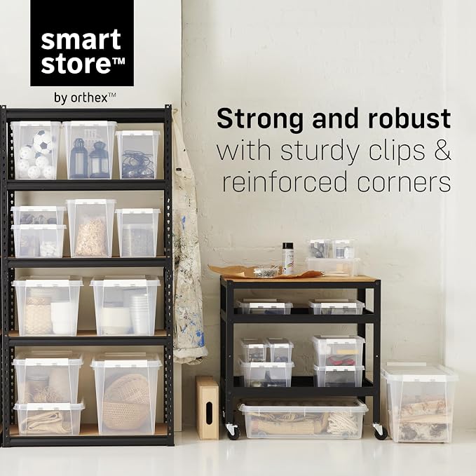 SmartStore Classic 2 Clear Box Storage, 2L/2.1QT BPA-Free Stackable Container with Clip Lock Lid, Food Safe Plastic Bins for Organization, 10 Pack