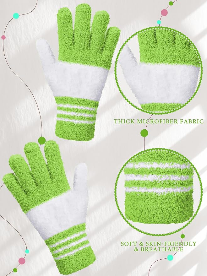 Patelai 3 Pairs Microfiber Dusting Gloves for Plants Leaf, Large | Yellow, Blue, Pink, White,Plant Cleaning Gloves, Reusable Washable Gloves,House Furniture Blinds Dusting