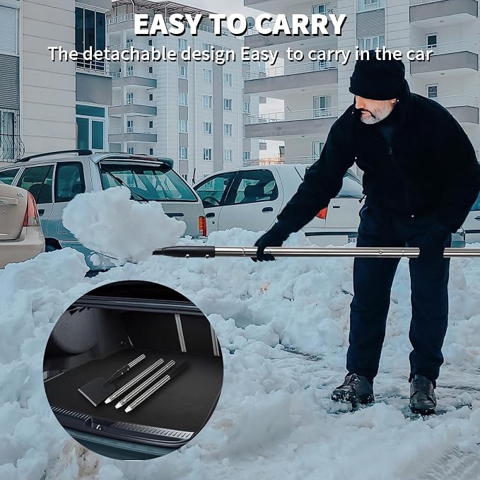 BARAYSTUS Flat Shovel with Adjustable Handle, 59 in Floor Scraper, Ice Scraper, Garden Cleaning Scraper, Ice Chopper, Snow Shovel, Multifunctional Weed Remover Tool for Walkway Driveway