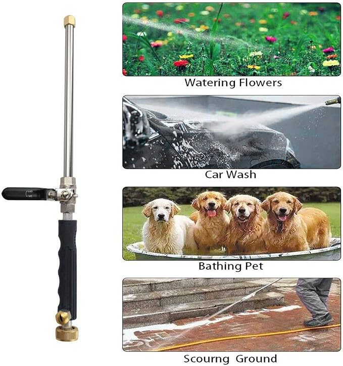 High Pressure Power Washer wand, Hydro Jet Water Hose Nozzle,Watering Sprayer Cleaning Tool, Wand Lance for Gutter Patio Car Pet Window Glass Black | Cleaning Tool Wand Lance for Gutter Patio Car Pet Window Glass