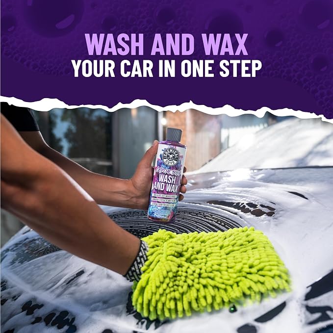 Chemical Guys Extreme Bodywash & Wax Car Wash Soap, 16 oz | Thick clinging foam in cannons, guns or buckets, carnauba adds gloss, gentle on wax and sealant, grape scent