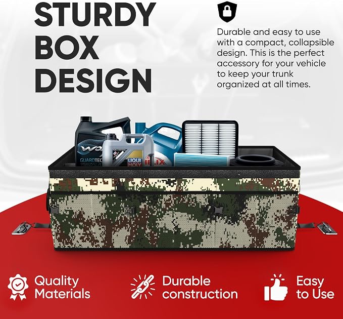 FORTEM Trunk Organizer - Foldable Car Organizer with Cooler for SUV, Trucks | Car Accessories for Men Women, Collapsible Bag, Non Slip Bottom, Straps, Soft Cover, 600D Oxford, 6 Compartments, 105L