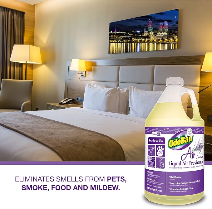 OdoBan Professional Series Ready-to-Use Air Lavender Liquid Air Freshener, Made in the USA, Lavender Scent, 1 Gallon