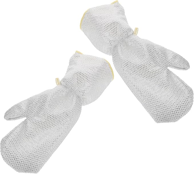 2pcs Long Cuff Waterproof Dishwashing Gloves with Silver Wire Mesh, Heat Resistant Non-slip Kitchen Cleaning Gloves for Oil Protection and Household Washing