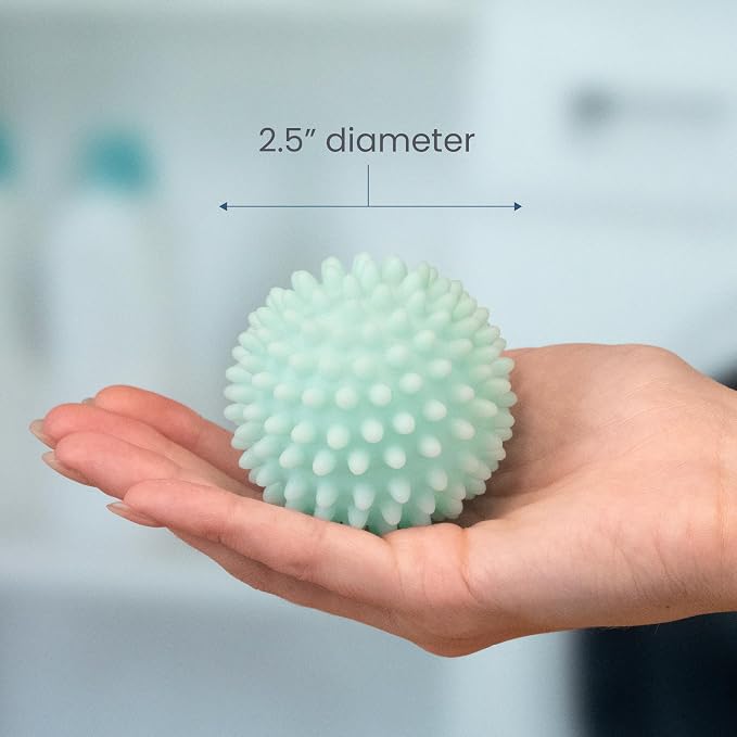 S&T INC. Reusable Plastic Dryer Balls, 6 Pack, 2.5" Diameter, Mint Blue | Dryer Balls, Fabric Softener for Laundry, Reusable, Cut Down Dry Time, Replaces Dryer Sheets