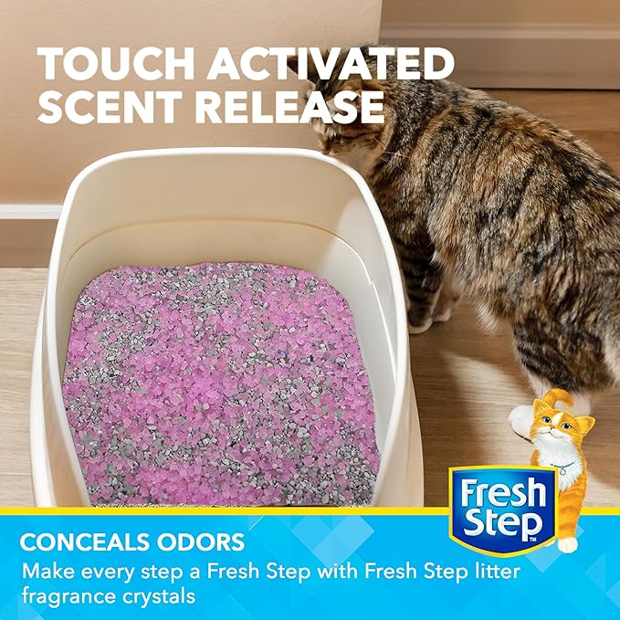 Fresh Step Sweet Blossom Cat Litter Deodorizing Crystals, 15 Oz | Non-toxic odor neutralizing formula, controls litter box smells, keeps home areas fresh, easy sprinkle