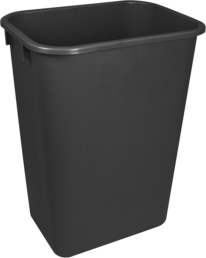 Storex Large Waste Basket 15.5 x 11 x 20.75 Inches, Black (STX00700U01C)