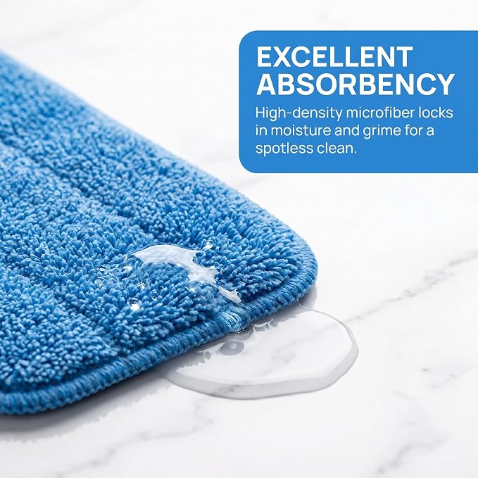 12Pack Microfiber Mop Pads, Reusable and Washable Spray Mop Pads, Blue | 18.5 x 6.3 Inch, Wet and Dry Household Mop Pad Replacement, Set of 12(Blue)