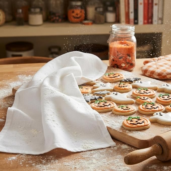 Flour Sack Towels | Tea Towel for Crafts| Kitchen Dish Cotton Blank Towel for Embroidery| Baking Bread Proofing Linen Cover| Super Absorbent Quick Dry| 6 Pack 28"x28" White