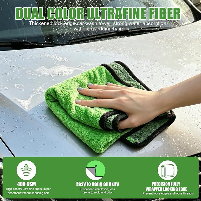 4PCS Microfiber Cleaning Cloth - Premium Microfiber Towels & Chamois Cloth