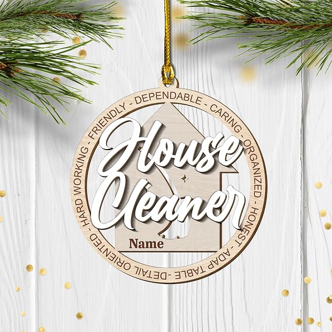 Personalized Cleaning Tools Ornament, Custom Housekeeping Christmas Tree Decoration, Holiday Keepsake Gift for Cleaners, Janitors, Pressure Washers, Housekeepers, Maids and Cleaning Lovers (Clean 3)