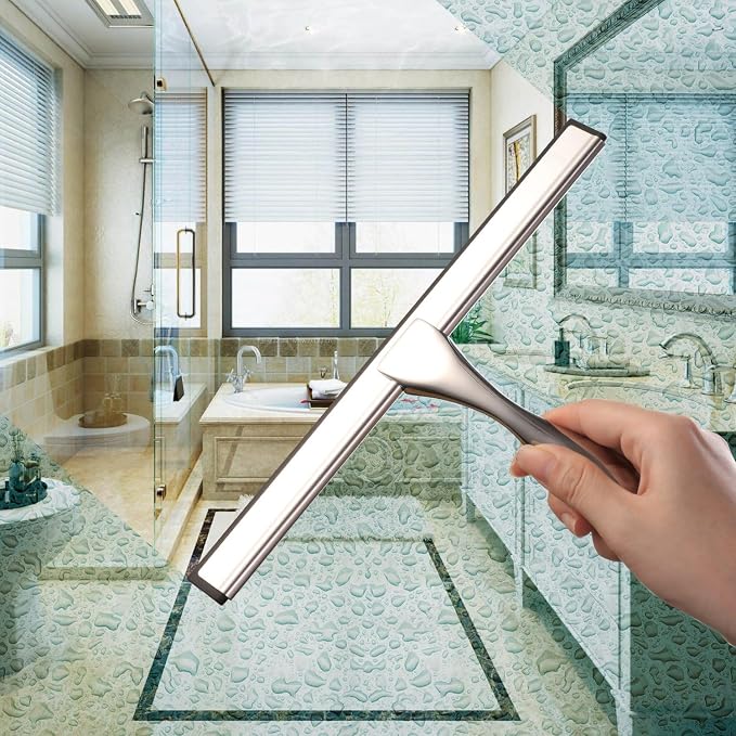 Hiware All-Purpose Shower Squeegee for Shower Doors, Bathroom, Window and Car Glass - Stainless Steel, 10 Inches (Pack of 2)