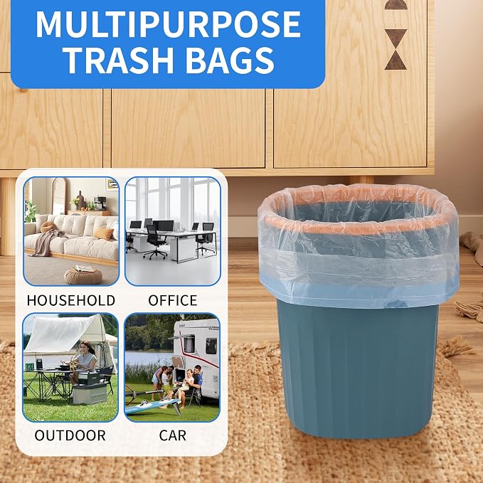 210 Count 4 Gallon Drawstring Trash Bags - Pre-Separated Easy Dispense Roll Small Garbage Bags - Beach Breeze Scent Odor Control - Leak Resistant Mini Trash Can Liners for Bathroom Office Bedroom