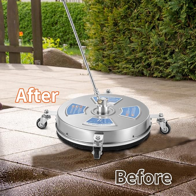 M MINGLE 17'' Pressure Washer Surface Cleaner for Patios and Sidewalks | Driveway Pressure Washer Attachments with 2 Power Washer Replacement Wands, 1/4" Quick Connect, 4000 PSI
