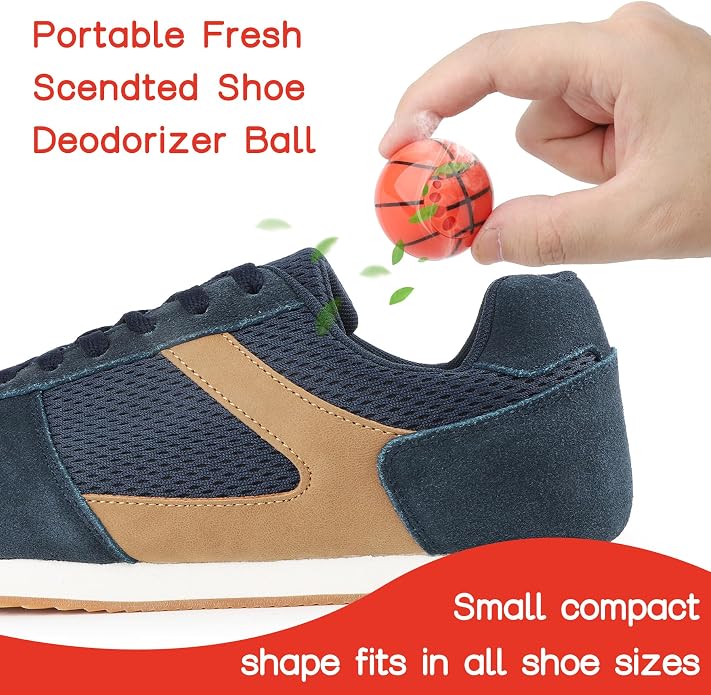 TIESTRA Shoe Deodorizer Balls (6 Pack) – Odor Eaters for Sneaker | Odor Eliminator Air Freshener for Closet, Locker, Gym Bag