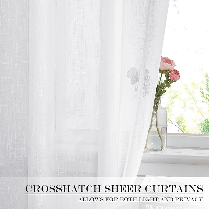 NICETOWN White Sheer Curtains for French Front Door, 1 Panel | Short Curtains for Small Window, Sidelight Thermal Insulated Door Side Window Covering, W26 x L64