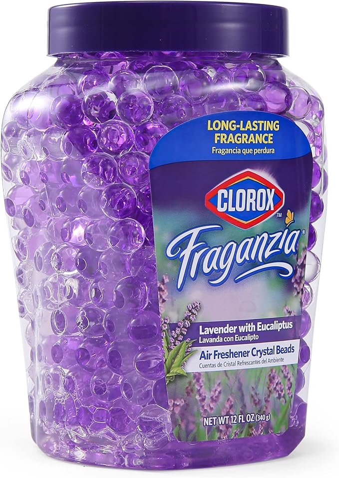 Clorox Fraganzia Air Freshener Twin Pack, Lavender Eucalyptus, 24 Fl Oz | Gel bead formula, long-lasting scent, no spray or mess, home car and office use