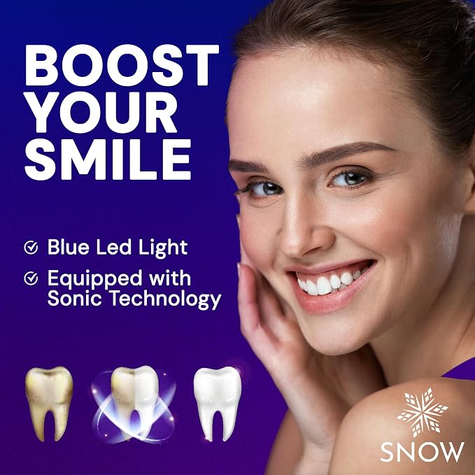 Snow Replacement Head for LED Electric Toothbrush - Soft Bristles & Sonic | Blue LED light, whitening teeth, easy replacement head, fits rechargeable toothbrush