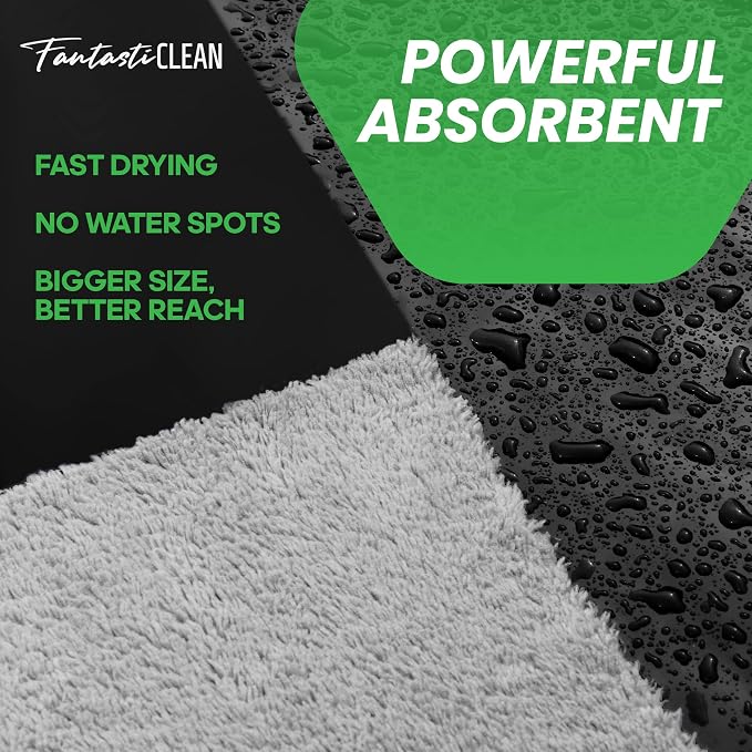 Fantasticlean Thick Microfiber Towel Roll, 14" x 14", 20 Pack, Grey | Tear Away Detailing Cloth, Ultra Absorbent, Scratch-Free, Fluffy Coral Fleece, 230 GSM, for Car, Home