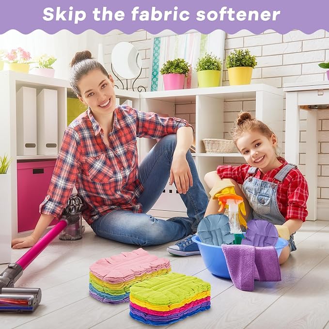 Zubebe 20 Pcs Reusable Duster Refills Fleece,Vivid Color | Soft Polyester Fiber Flat Duster Refill Multi Surface Washable Cleaning Pad Tools for Home, Blinds, Car, Pet, Furniture, Fans