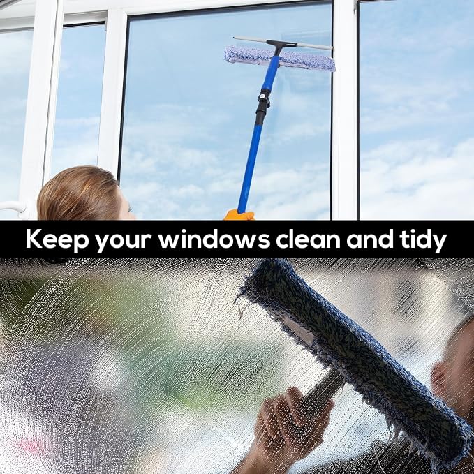 4 Pack Microfiber Window Cleaning Refill Replacement, 14" Reusable & Washable Squeegee Cloth Sleeve Compatible with MR.SIGA Window Glass Cleaning Tools Home and Office