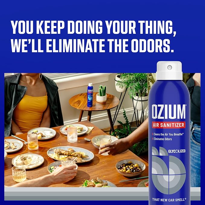 Ozium 8 Oz. Air Sanitizer & Odor Eliminator Spray | For Home, Car, and Office, New Car Scent, 1 Pack