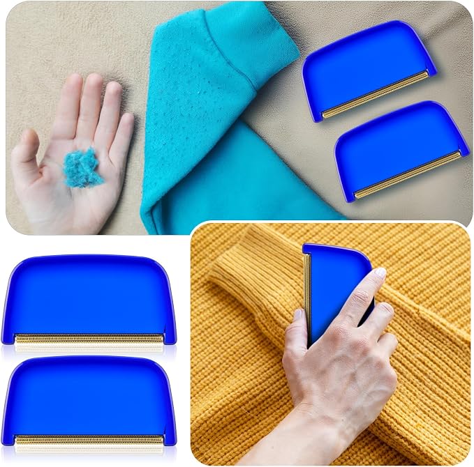Boao 4 Pieces Sweater Combs to Remove Pilling Sweater Defuzzer,Classic | Multi-Fabric Sweater Comb, Wool Cotton Pilling Remover, Remove Fuzz and Bobbles from Clothes Coats Blankets