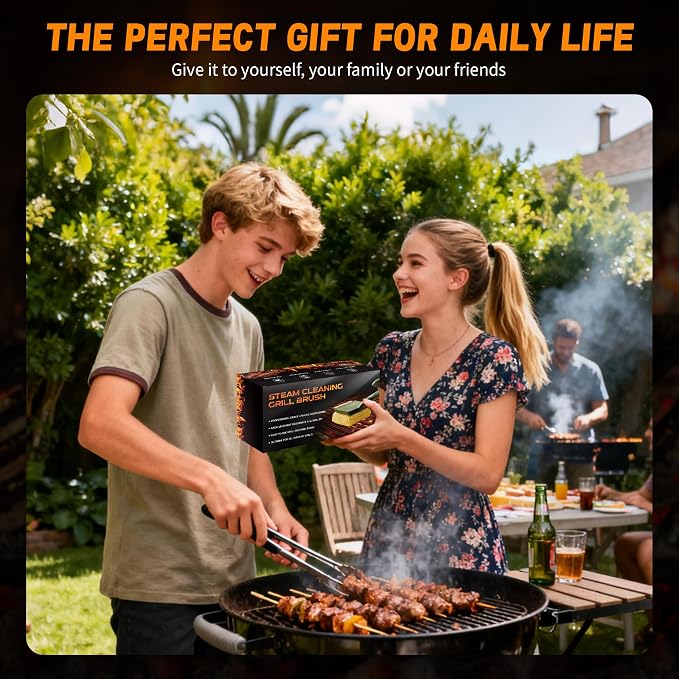 Grill Brush Bristle Free with Scraper, BBQ Replaceable Cleaning Head | Barbecue Grill Cleaner with Seamless Fit Scraper Tool for Cast Iron, Stainless-Steel Grates - Green