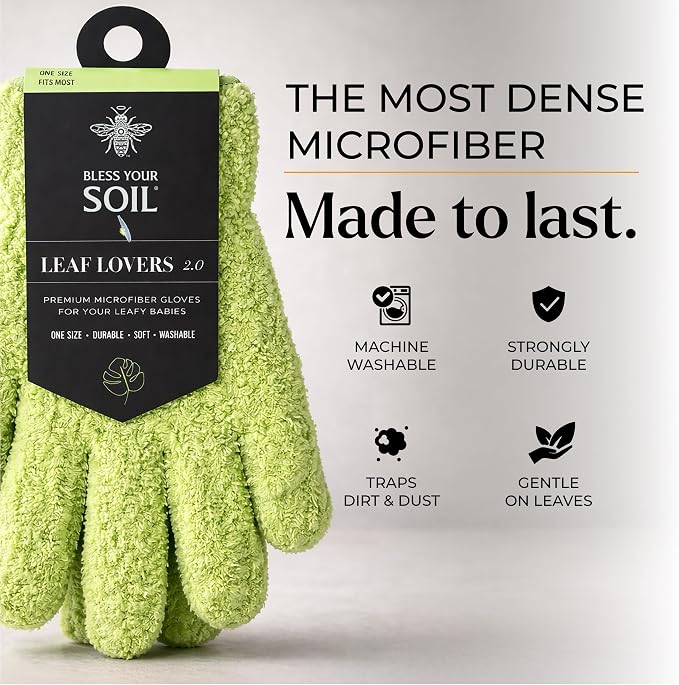 Microfiber Dusting Gloves for Plants, Premium Leaf Cleaning Gloves for Houseplants - Reusable, Lint Free