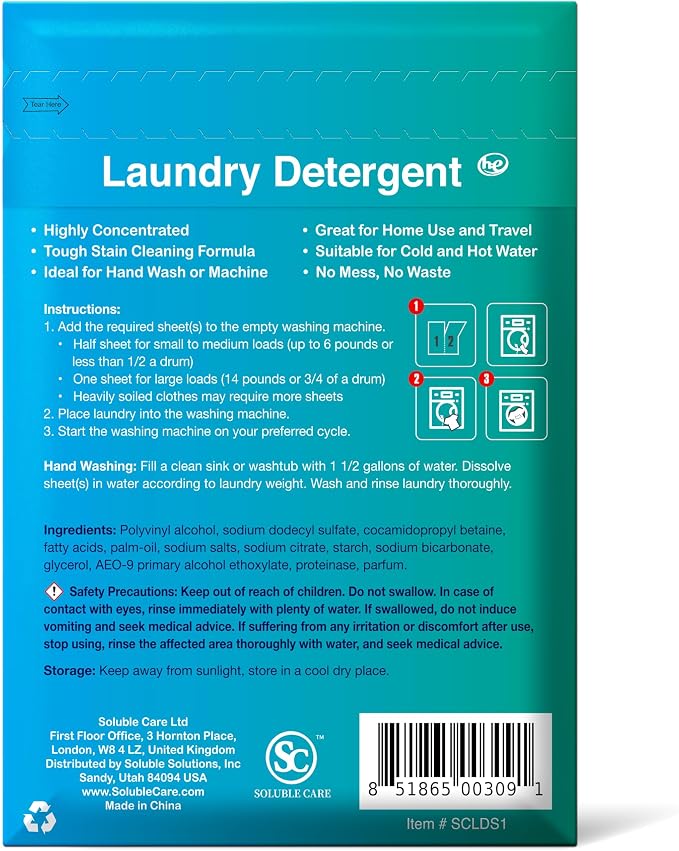 Laundry Detergent Sheets + Cleaning Sample Pack, Fresh Scent | 180 Loads, Includes 4-Sheet Sample Pack, Ultra-Concentrated, Works in Hot & Cold Water, Home & Travel