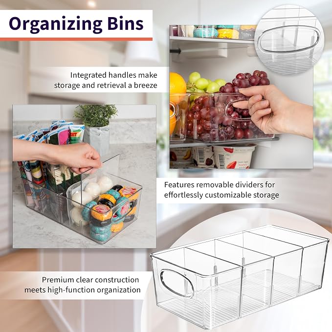 ClearSpace Pantry Organizers and Storage and Cabinet Organizer, 6 Pack | Organize snacks, groceries, and kitchen essentials with storage bins designed for pantry shelves, refrigerators, and cabinets