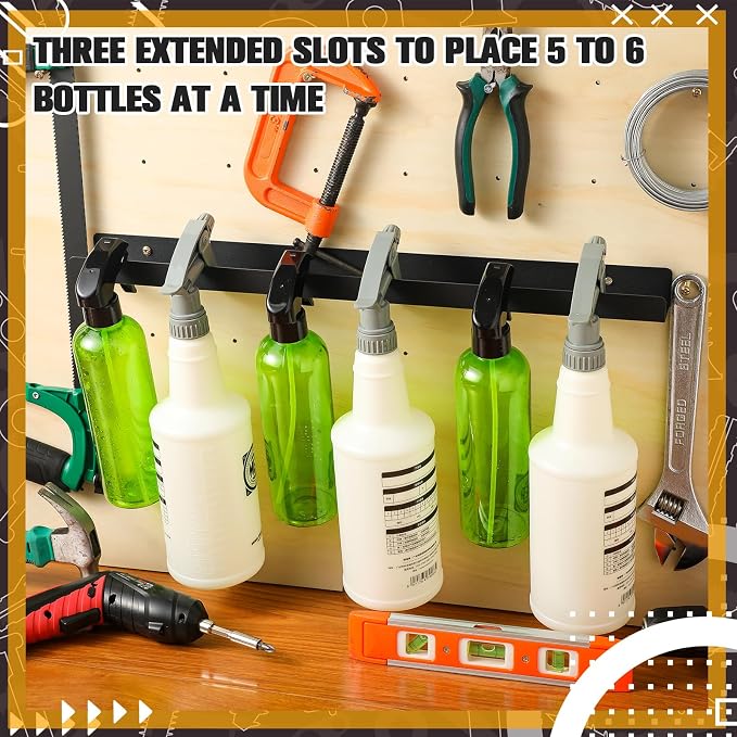 MorningRo 2 Pcs Spray Bottle Holder Wall Mounted Universal Trigger | Spray Bottle Storage Rack, Hardware Hanger Organizer, Holds up to 12 Sprayers (16 Oz), Mobile Garage Home Organizer
