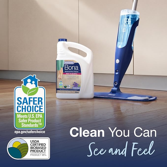Bona Hardwood Floor Cleaner Refill - 96 fl oz - Lavender Thyme Scent | Residue-Free Floor Cleaning Solution Spray Mop and Spray Bottle Refill - For Wood Floors