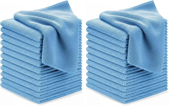 Avalon Towels Microfiber Cleaning Cloths (Value Pack of 24) - Size 12 x 12 Inches, Highly Absorbent Cleaning Rags, Lint Free, Reusable and Washable, Microfiber Towels for Cars
