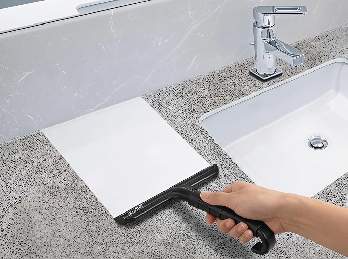 All-Purpose 10 Inch Silicone Shower Squeegee for Glass Doors | Bathroom Squeegee with Built-in Hook - Streak-Free Window Cleaner Tool for Tile, Mirror, Car, Rust-Proof No-Squeak Design