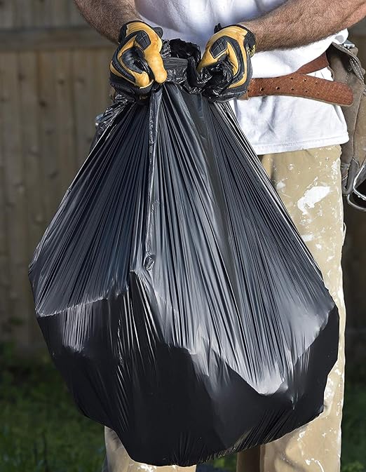 Ultrasac Black Heavy Duty Drawstring Trash Bags 33 Gallon, Pack of 86