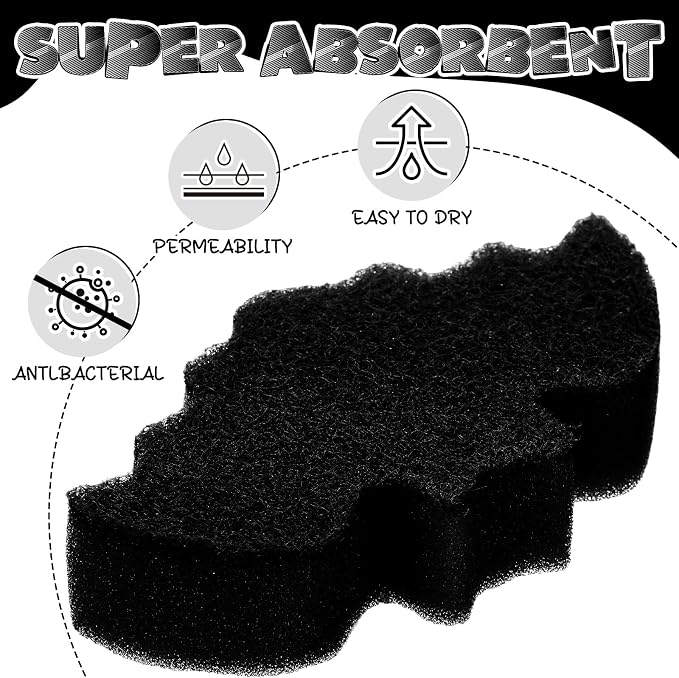Tioncy 12 Pack Halloween Bat Kitchen Sponges, Black | Dual Sided Scrubber, Gothic Halloween Decor, Reusable Non Scratch Dishwashing, for Cookware Pot Boiler Pan Household