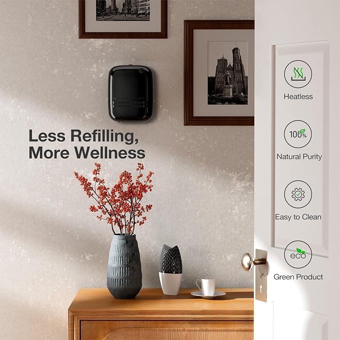 Airversa ANW Smart Waterless Diffuser Starter Kit for Room, Black | 2x100 mL Hotel Scent Fragrance Oil, Up to 2000 sq ft, App Control, 400mL, DC-12V/1A Adapter, Scent Air Machine, ANWKit-2x100