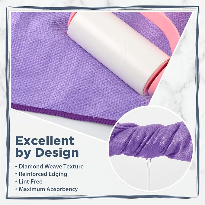 SINLAND Microfiber Glass Polishing Cleaning Cloths, Purple, 16x16In, 6Pk | Fish Scale Cloth, Wipes for Window, Car Windows, Mirrors, Eyeglass, Lens and Stainless Steel, Lint Free, Streak Free