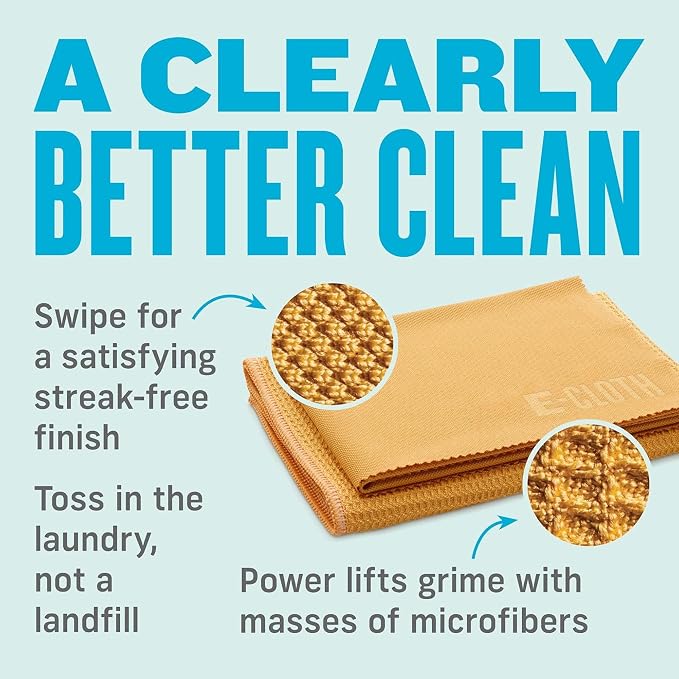 E-Cloth Window and Glass Cleaner Kit, Just Add Water - 1 Kit | Chemical-Free Cleaning - Reusable & Machine Washable Towel, Versatile Use for Mirrors, Cars, & Lenses, Tangerine Orange