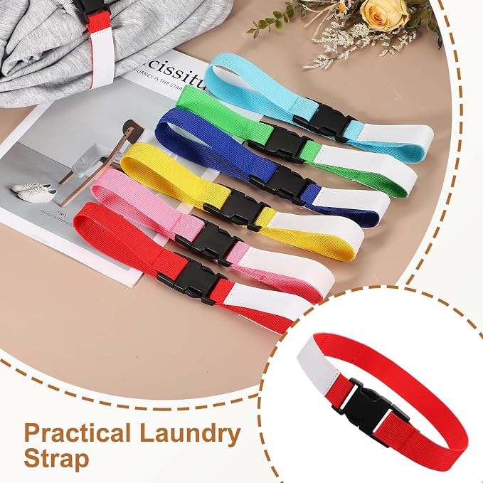uxcell 4 Pcs Laundry Strap with Buckle, Multipurpose Laundry Strap Replacement Wash Care Utility Household Cleaning Loop Athletics Accessories Tools Storage, Gray/Dark Blue/Orange/Red
