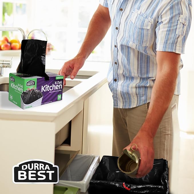Heavy-Duty Trash Bags – 144 count, 18 Gallon Black, Ultra Thick Drawstring Garbage Bags – Leak-Resistant for Home & Commercial Use, Big Trash Bags