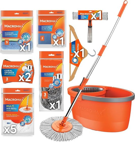 Cleaning Supplies Bundle Spin Mop Bucket Set Home Cleaning Kit Microfiber Cloth Sponge Household Set