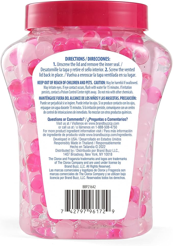 Clorox Fraganzia Crystal Beads Air Freshener, Sweet Rosewater, 12 Oz, 2-Pk | Gel bead formula, long-lasting scent, no spray or mess, home car and office use