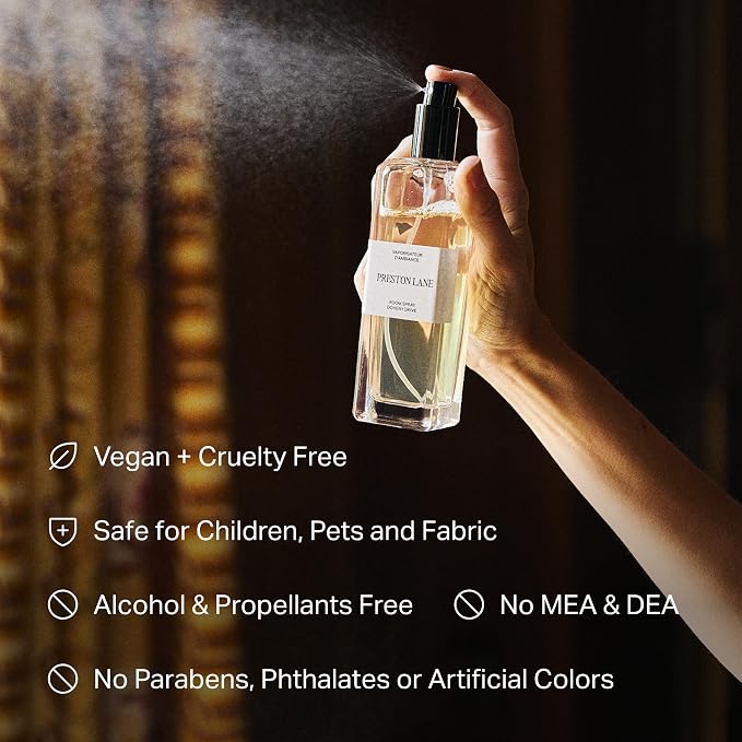 Preston Lane Room Spray Air Freshener, Home Fragrance - Terrace View | Water-based Non-toxic Air Freshener Spray, 3.4 fl oz, Elegant Long-Lasting Room Scent, Odor Eliminator, Fine Mist Spray