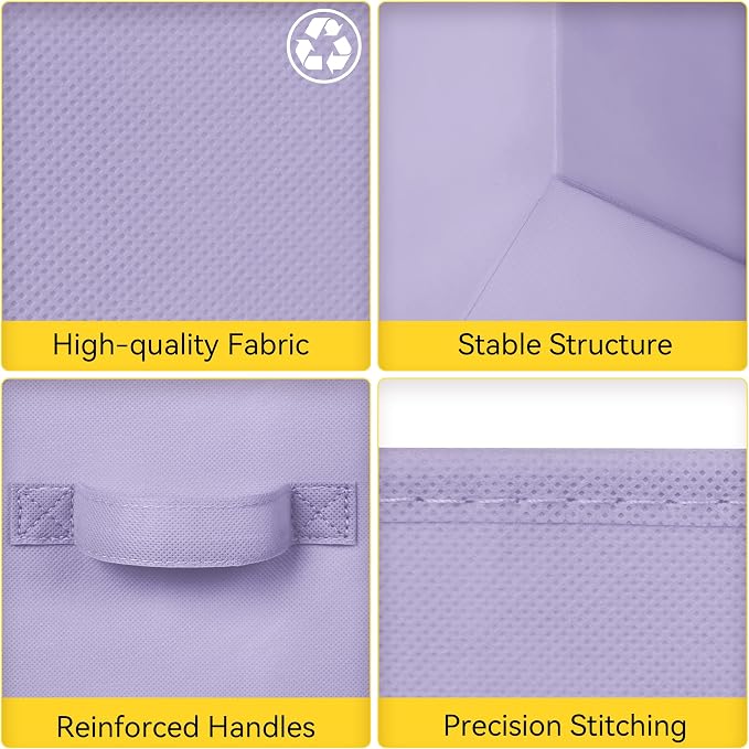 Cupic Cupid 6-Pack 11x11 Cube Storage Bins, Cube Bins, Purple Gradient | Foldable, Reinforced Front Handle, Holds Toys, Books, Accessories and More, Fits Closet, Shelves, Playroom, Cubby