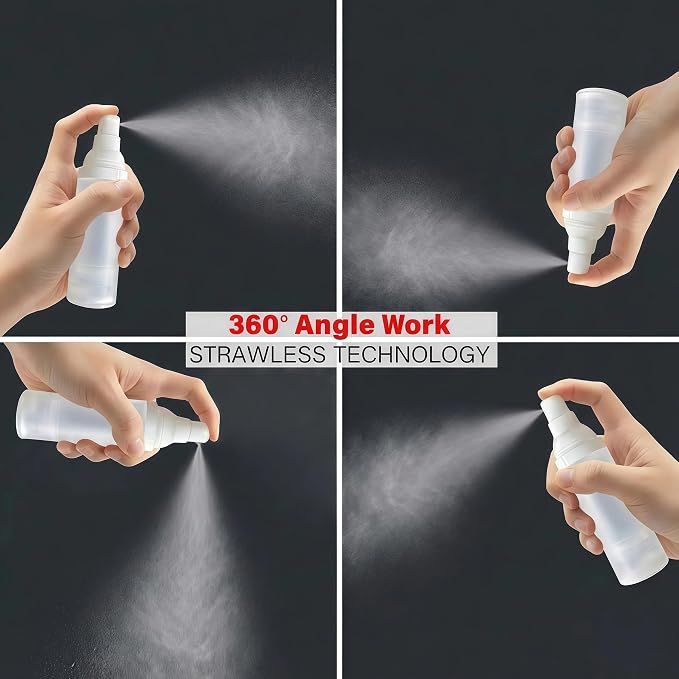 360° Angle - Work Small Spray Bottle 1oz Travel Size Spray Bottle | Refillable Leak Proof Mini Travel Bottles TSA Approved For Perfume Toner Hair spray Facial Moisturizing | 1oz/30ml, 4pack
