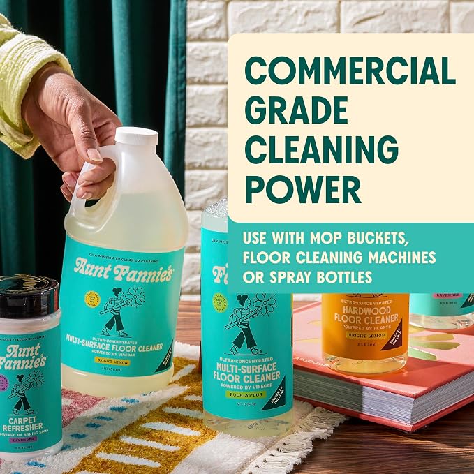 Aunt Fannie's Ultra Concentrated Vinegar Floor Cleaner, Bright Lemon, 64 oz | Makes Up to 32 Gallons, No Rinsing, Safe for Sealed Tile Vinyl Hardwood Laminate & Linoleum, Kid and Pet Safe, Made in USA