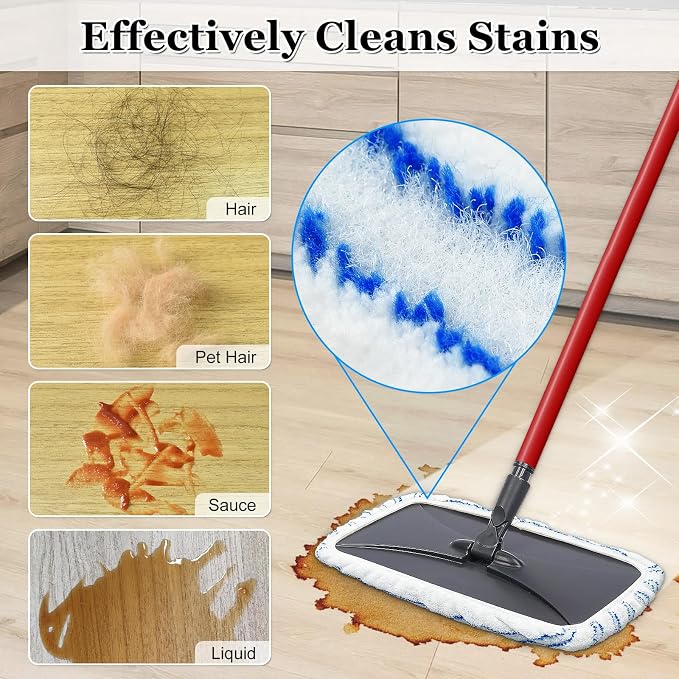 Mop Heads Replacements for Ocedar Hardwood Floor 'N More Microfiber Mop, 3 Pack Mop Refills for O-Cedar Hardwood Floor 'N More Microfiber Mop, 15 x 8 Flat Dust Mop Heads Pads for O Cedar Mop